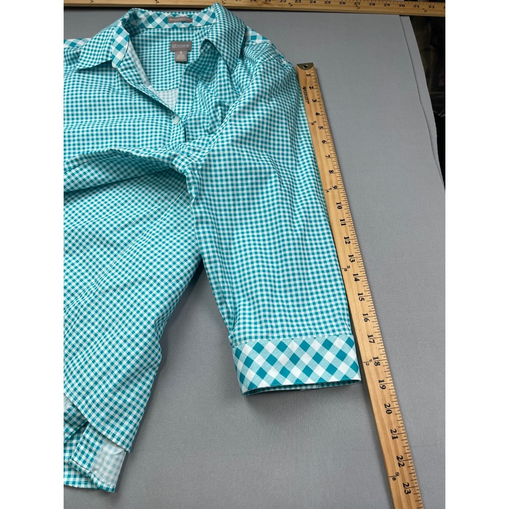 Chicos Wrinkle Resistant Gingham Button Down Shir… - image 8